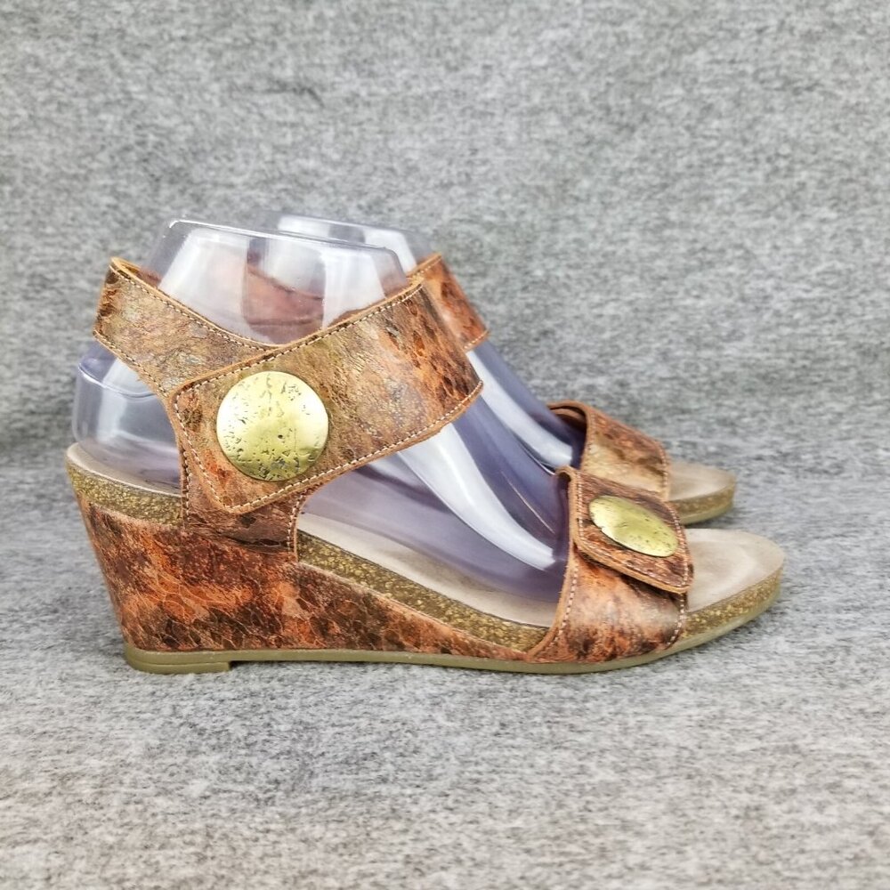 ✅ Women's 8-8.5 EU39 TAOS Carousel 2 Red Brick Leather Wedge Ankle Strap Sandals - Picture 7 of 11